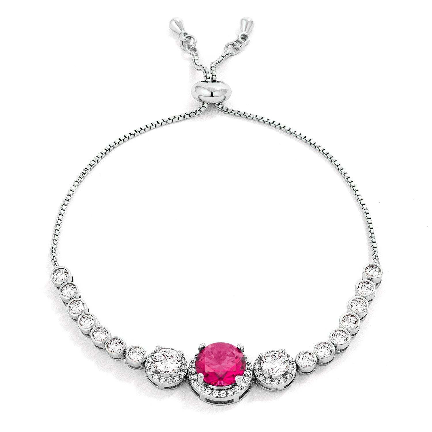 Adjustable Graduate Fuchsia Clear Cz Bolo Style Tennis Bracelet 54$